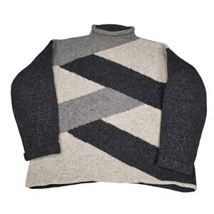 Pendleton Sweater Mens Large Gray Wool Mock Neck Heavyweight Geometric Knit